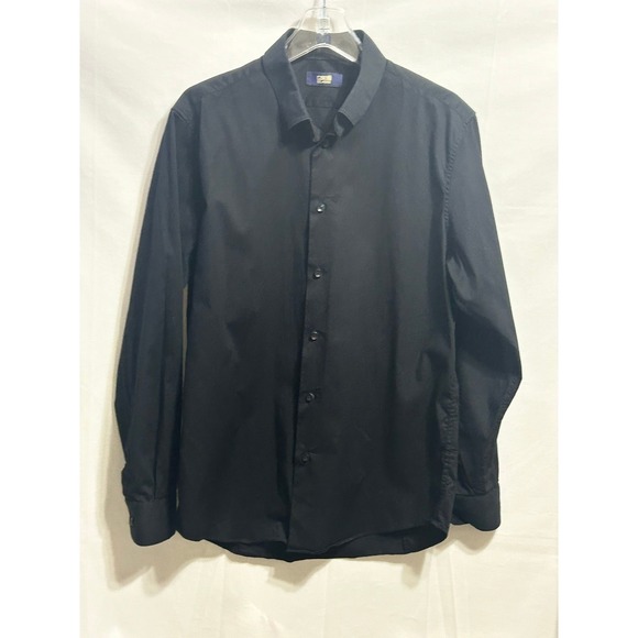 Cavalli Class Mens Black Textured Long Sleeve Button Down Shirt 44/17.5 - Picture 2 of 10